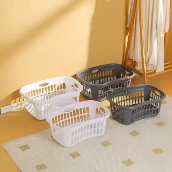 White Plastic Portable Handle Basket for Bedroom Clothes Hamper Waterproof Breathable Laundry Basket