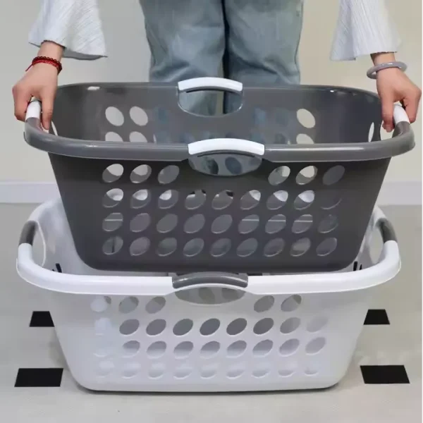 Custom Space-Saving Plastic Portable Handle Laundry Basket for Household Organizer Breathable Laundry Hamper