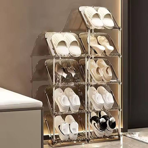 Plastic multi-layer inclined shoe rack(1-7 floors available)