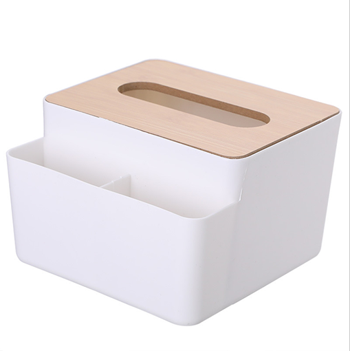 Desktop bamboo lid multifunctional plastic storage box