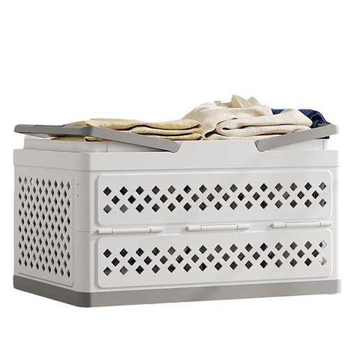 Collapsible plastic grey dirty laundry basket (milk white)