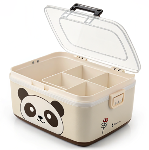 Transparent lid top panda layered storage box