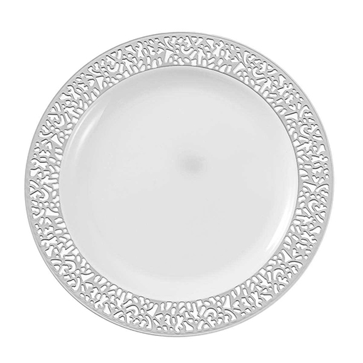 White disposable round openwork plate