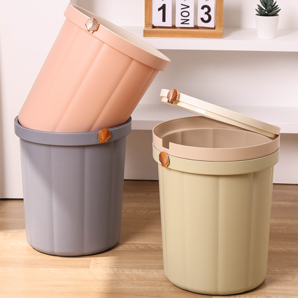 Faux leather flip-top trash can