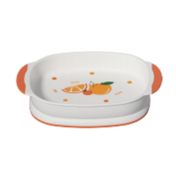 Colorful oval double-handled bowl
