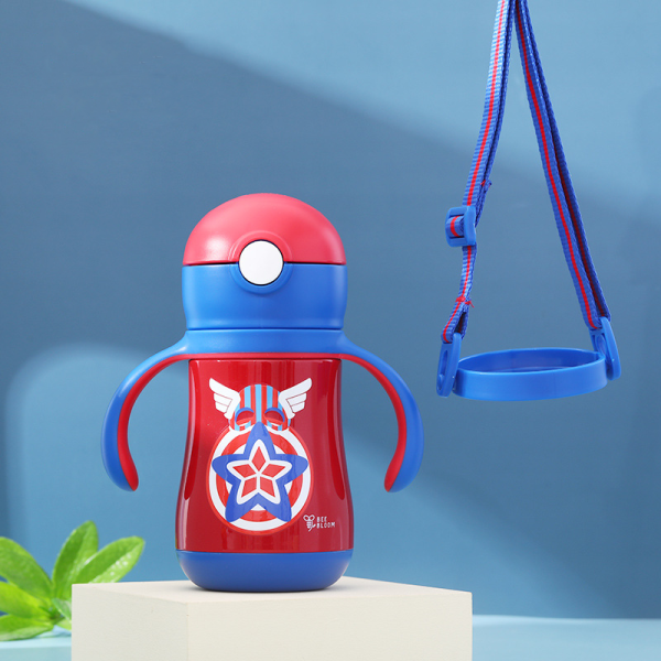 Superhero Series Stainless Steel Insulated Straw Cup with Handle