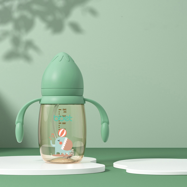 PPSU Printed Medium-Mouth Automatic Small Strawberry Baby Bottle with Handle